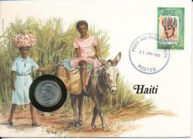 Haiti 1975. 10c felbélyegzett borítékban, bélyegzéssel, német nyelvű leírással T:UNC Haiti 1975. 10 Centimes in envelope with stamp and cancellation, with German description C:UNC