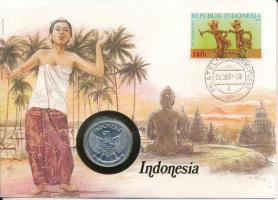 Indonézia 1961. 50s Al, felbélyegzett borítékban, bélyegzéssel, német nyelvű leírással T:UNC Indonesia 1961. 50 Sen Al in envelope with stamp and cancellation, with German description C:UNC