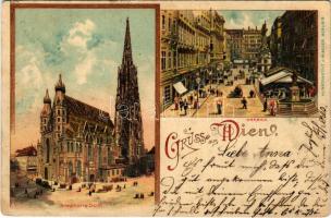 1899 (Vorläufer) Wien, Vienna, Bécs; Stephan's Dom, Graben. Kunstanstalt J. Miesler Art Nouveau litho (Rb)