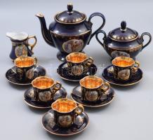 Ilmenau historizáló mokkás készlet, jelzett, kopott, teljes.