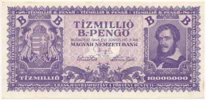 1946. 10.000.000BP T:AU jobb alsó sarokban kis fo. / Hungary 1946. 10.000.000 BilPengő C:AU in the l...