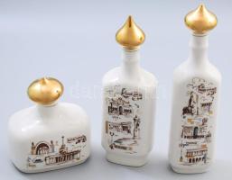 3 darab orosz italos palack, jelzett, kopással, m: 26 cm alatt