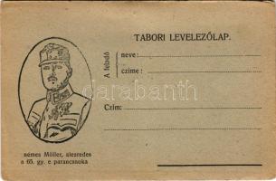 Tábori Levelezőlap, nemes Möller alezredes a 65. gyalogezred parancsnoka / Feldpostkarte / WWI Austro-Hungarian K.u.K. military field postcard with infantry regiment commander (lyukak / pinholes)
