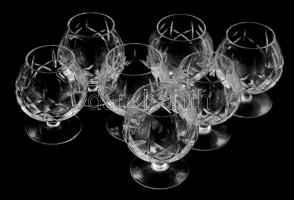 Kristály konyakos pohár garnitúra, 7 darab, m: 9 cm