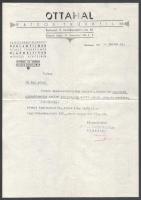 1945 Bp., Ottahal Rajzos Trükkfilm stúdió fejléces levele, eltűnt hozzátartozók moziban való hirdetése tárgyában