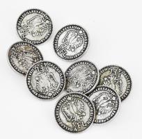 8 darabos 1/4 florin érmét utánzó gomb szett, d: 2,5 cm