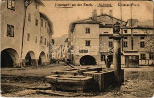 1918 Egna, Neumarkt an der Etsch (Südtirol); Unterer Platz / square (worn corners)