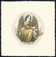 Artner Margit (1954-): Angyal (MCMXCVI). Rézkarc, papír, jelzett, művészpéldány EA I/I (?) számozással. d: 7 cm