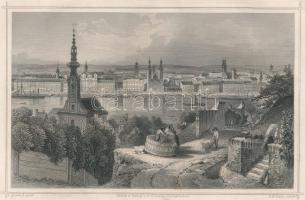 Ludwig Rohbock (1820-1883)-Georg Michael Kurz (1815-1883): Pest és a Ráczváros (Tabán), Pest, Lauffe...