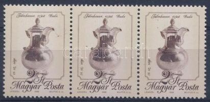 1988 Magyarországi fémművesség 4Ft hármascsík, mindegyik bélyegen lemezhiba vagy festékfolt