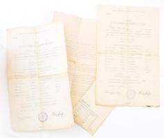 1909-1911 Igló (Felvidék), polgári leányiskola tanulójának 3 db bizonyítványa + osztálytalálkozóról szóló szerződés a tanulók aláírásával