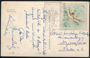 1954 A 8, angol-magyar mérkőzésről A 7:1-es visszavágóról írt szurkolói képeslap alkalmi bélyegzéssel