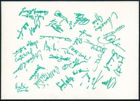 1974 75 éves a Ferencvárosi Torna Club emléklap nyomtatott aláírásokkal, alkalmi bélyegzéssel, sh,11...