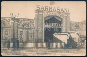 1939 Bp., Sarrasani cirkusz a Haller téren (IX., Mester u. - Haller u. sarok), fotólap, a hátoldalon feliratozva, 9x14 cm