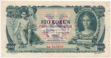 Csehszlovákia 1931. 100K "Aa 543837" T:F szép papír Czechoslovakia 1931. 100 Korun "Aa 543837" C:F fine paper Krause 23.