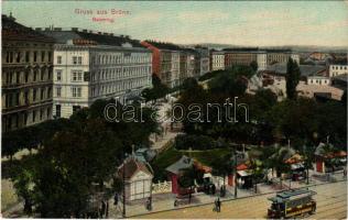 Brno, Brünn; Bahnring, Grand Hotel / street, tram, railway station (EK)