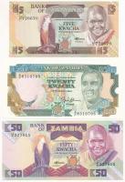 Zambia DN(1986-1987) 5K + DN(1990-1991) 20K + DN(1986-1987) 50K T:AU-XF Zambia ND(1986-1987) 5 Kwacha + ND(1990-1991) 20 Kwacha + ND(1986-1987) 50 Kwacha C:AU-XF Krause P#25, P#28, P#32