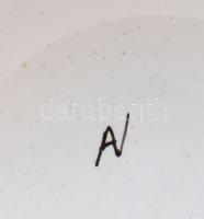 Kakasmintás fajansz petróleumlámpa, talpánál lepattanással, m: 29,5 cm