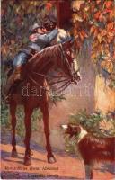 Reiteroffizier nimmt Abschied / Lovastiszt búcsúja / WWI Austro-Hungarian K.u.K. military art postcard, farewell. B.K.W.I. 259-85. s: Karpellus