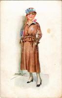 Italian lady art postcard. "ERKAL" No. 316/1. s: Usabal (fl)