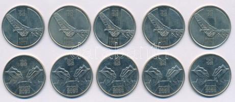 Jugoszlávia 1983. 10D Ni-sárgaréz "Neretvai csata 40. évfordulója" (5x) + 10D Ni-sárgaréz "Sutjeskai csata 40. évfordulója" (5x) T:AU-XF Yugoslavia 1983. 10 Dinara Ni-brass "40th Anniversary - Battle of Neretva River" (5x) + 10 Dinara Ni-brass "40th Anniversary - Battle of Sutjeska River" (5x) C:AU-XF