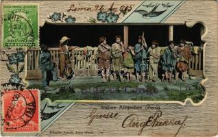 1905 Indios Anueshes (Peru) / Peruvian folklore. Art Nouveau, Floral with swallows (EK)