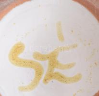 SZÉ jelzéssel: mázas kerámia váza. Kézzel festett, jelzett, hibátlan 26 cm