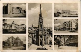 1943 Újvidék, Novi Sad; mozaiklap, templom, gyógyszertár, üzletek. Keller és Kiss kiadása / church, pharmacy, shops (fl)