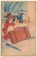 Blumenau, Muitas vistas bonitas e lembrancas / railway station with locomotive, train. Leporello card with 8 pictures (fa)