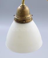 Régi bronz asztali lámpa, tejüveg búrával, állítható magasságú, m: 55 cm