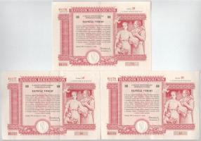 Budapest 1955. "Hatodik Békekölcsön" nyereménykölcsön kötvény 100Ft-ról, szárazpecséttel (3db) sorszámkövető T:F szép papír