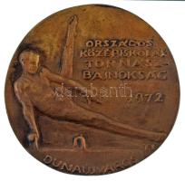 1972. "Országos Középiskolás Tornászbajnokság 1972 Dunaújváros" egyoldalas brpnz emlékplakett. Szign.:TI (90mm) T:AU