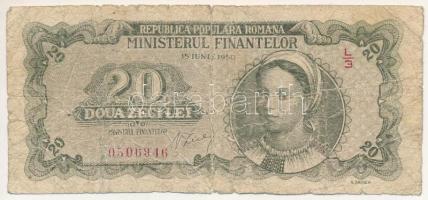 Románia 1950. 20L T:VG,G Romania 1950. 20 Lei C:VG,G Krause P#84
