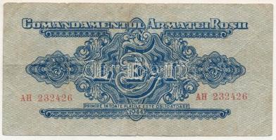 Románia 1944. 5L "AH 232426" "A Vöröshadsereg Parancsnoksága" T:F,VG kisebb beszakadások Romania 1944. 5 Lei "AH 232426" "Comandamentul Armatei Rosii (The command of the Red Army)" C:F,VG small tears Krause M10