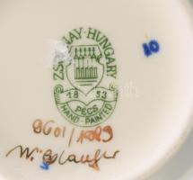 Zsolnay virág mintás porcelán váza. kézzel festett, jelzett, m: 25,5 cm