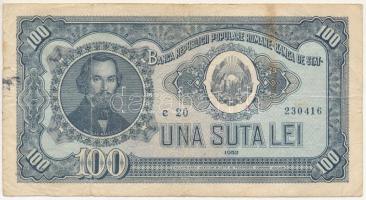 Románia 1952. 100L T:VG folt Romania 1952. 100 Lei C:VG spotted Krause P#90b