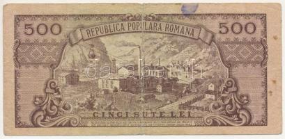 Románia 1949. 500L "B/1 177285" T:VG beszakadások
Romania 1949. 500 Lei "B/1 177285&...