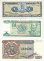 Kuba 1997. 5P + Nicaragua 1968. 1C + Zaire 1977. 1Z T:UNC,AU Cuba 1997. 5 Pesos + Nicaragua 1968. 1 Cordoba + Zaire 1977. 1 Zaire C:UNC,AU