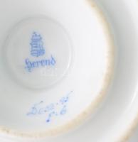 Herendi virágmintás szószos fedeles edény, jelzett, kis sérüléssel, m: 13 cm