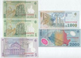 Románia 1996-2001. 1000L-50.000L (7db, 6xklf) + 2005. 1L (2x) + 5L T:AU-F
Romania 1996-2001. 1000 L...