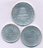 1948. 5Ft Ag "Petőfi" + 10Ft Ag "Széchenyi" + 20Ft Ag "Táncsics", "Szabadságharc sor" T:AU,XF Adamo EM1, EM2, EM3
