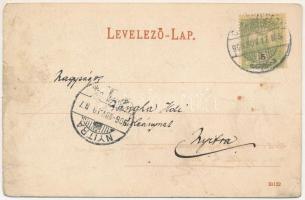 1906 Csíksomlyó, Sumuleu Ciuc; látkép, Római katolikus templom, főoltár. Szvoboda József kiadása / C...