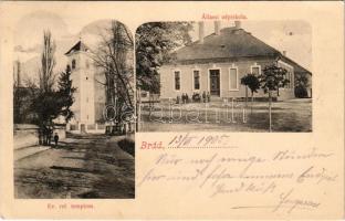 1905 Brád, Református templom, Állami elemi iskola / Calvinist church, elementary school (fl)