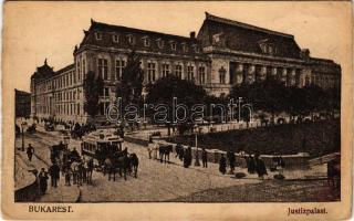 Bucharest, Bukarest, Bucuresti, Bucuresci; Justizpalast / Palace of Justice, horse drawn tram (EK)