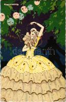 Italian art postcard. Dancing lady, Ditta A. Guarneri 2315. s: G. Meschini