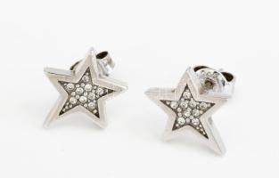 Ezüst (Ag) ötágú csillag köves fülbevaló pár, jelzett, bruttó 2,3g