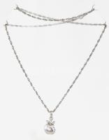 Ezüst (Ag) fantáziamintás nyaklánc, alma medállal, jelzett, 4,3g