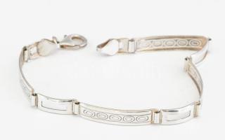 Ezüst (Ag) mintás-áttört glídes karkötő, jelzett, h: 19 cm, 6,2g