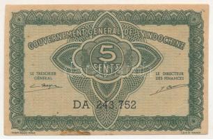 Francia Indokína 1942. 5c nyomdai papírránccal, folt T:AU French Indochina 1942. 5 Cents with typographical creases C:AU spotted Krause P#88a