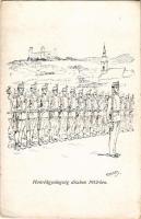 Pozsony, Pressburg, Bratislava; Honvédgyalogság díszben 1912-ben. Honvédség története 1868-1918 / Austro-Hungarian K.u.K. military art postcard, Hungarian infantry s: Garay (EK)